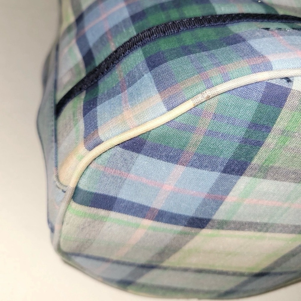 Vintage Tommy Hilfiger Plaid Drawstring Bucket Satchel Crossbody Bag Blue Green - Picture 6 of 16